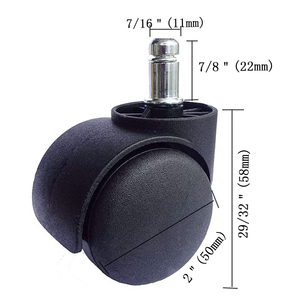 Roulettes de mobilier en plastique de 2 pouces avec anneau de fixation supérieur, axe pivotant et <span class=keywords><strong>frein</strong></span> interne pour chaise de bureau - Product Image 3