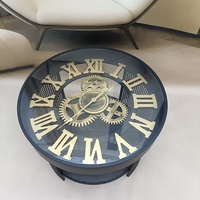 Horloge Romaine Vintage Art Table Basse Design Moderne pour Style Nordique Américain pour Salon Chambre Hôtel Homestay Verre