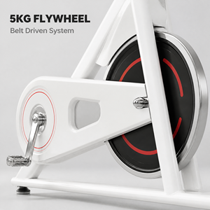 <span class=keywords><strong>Bicicleta</strong></span> Estática <span class=keywords><strong>de</strong></span> <span class=keywords><strong>Spinning</strong></span> Blanca para Interiores con Transmisión por Correa, Volante <span class=keywords><strong>de</strong></span> Inercia <span class=keywords><strong>de</strong></span> 5 kg, Carga Máxima <span class=keywords><strong>de</strong></span> 100 kg, para Ejercicio Cardiovascular, Venta al por Mayor - Product Image 3