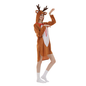 Disfraz navideño de reno para mujer, traje de fiesta para adultos con capucha y astas, vestido de fibra de poliéster - Product Image 3