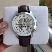 Turck Herren Sport Automatik-Mechanikuhr Lederarmband 22mm 44mm Zeiger-Zifferblatt Charmantes Edelstahlgehäuse 50m Wasserdicht