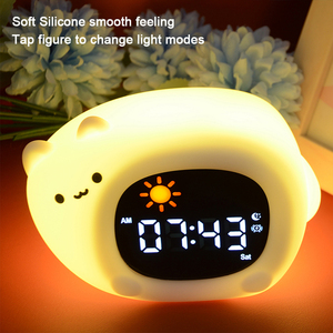 Silicone mèo ánh sáng ban đêm đèn trắng tiếng ồn máy & Ngủ huấn luyện viên Đồng hồ báo thức nhẹ nhàng bé Vườn ươm bàn & bảng đồng hồ - Product Image 3