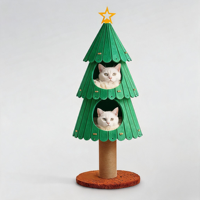 Arbre à chat de Noël moderne de luxe, grand format, 109 cm de haut, tour classique festive pour chat avec double condo et poteau à gratter en sisal
