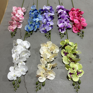 Bouquets d'orchidées Phalaenopsis artificielles Yixuan, fleurs en soie, décorations de mariage, ornements de salon, faits à la main - Product Image 2