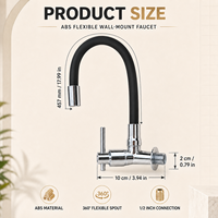 Robinet de cuisine mural moderne et flexible, corps en plastique, rotation à 360 degrés, monocommande, eau froide, robinet d'évier, valve en céramique