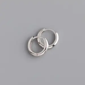 Fashion 925 Sterling Silver Simple Plain Round Hoop Earrings Gold Plated Different Size Hoop Earring Jewelry For Women