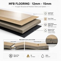 Revêtement de sol Mfb 8mm ignifuge B1 super étanche AC6 en fibres minérales à cœur rigide, système clic, finition moderne lisse mate pour hôtels de luxe et espaces publics