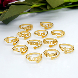 18k 금도금된 12개의 옛날 영국 십이지신 스테인리스 스틸 반지 - Product Image 5
