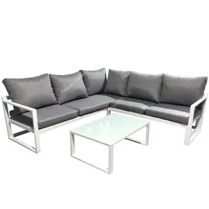 Hotsale分段粉末涂层铝制户外花园沙发，带躺椅