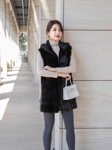 <span class=keywords><strong>Gilet</strong></span> décontracté en fourrure de vison pour <span class=keywords><strong>femme</strong></span>, nouveau modèle 2025, manteau à capuche <span class=keywords><strong>mi</strong></span>-<span class=keywords><strong>long</strong></span> importé en fourrure de vison véritable - Product Image 5