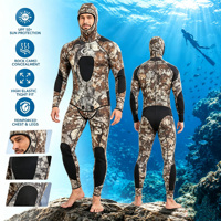 Combinaison de plongée en néoprène 5 mm camouflage deux pièces pour la pêche sous-marine, veste à capuche et pantalon, vente en gros en vrac pour la plongée sous-marine et la plongée libre - Direct Usine