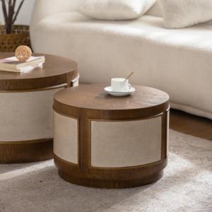 Luxe moderne woonkamer houten salontafel ronde massief houten salontafel sets voor hotel restaurant café - Product Image 3
