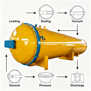 <span class=keywords><strong>Autoclave</strong></span> à <span class=keywords><strong>bois</strong></span> avec réservoir chimique auxiliaire et système de circulation de conservateurs - Product Image 6