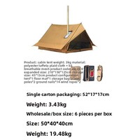 Tente de camping extérieure pour la plage, abri quatre saisons, double couche, légère, double cheminée BC, imperméable 3000 mm, Oxford