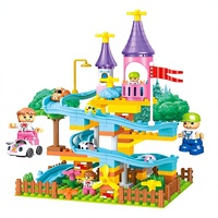 88 Buah Puzzle Balok Bangunan Mobil Lintasan Kastil Mainan Balok Bangunan Kastil Model Plastik Tahan Lama untuk Anak Perempuan