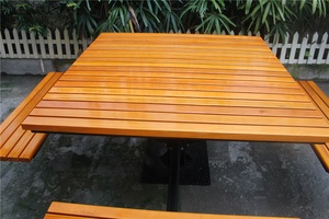 Gavin Outdoor Metal <strong>Table</strong> with Wood Slats Garden <strong>Table</strong> <strong>Bench</strong> <strong>Sets</strong> - Product Image 6