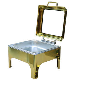 Altın 6L Buharlı Isıtmalı Kare Şef Tencereleri Büfe İkram Paslanmaz Çelik Lüks Otel Yemek Isıtı<span class=keywords><strong>c</strong></span>ısı Ocak Parti Yuqi Ayarlanabilir - Product Image 6