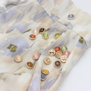 Chemise d'été Vintage <span class=keywords><strong>à</strong></span> boutons métalliques pour femmes, en Stock, opale colorée, tige <span class=keywords><strong>fantaisie</strong></span>, boutons de couture pour vêtements - Product Image 1