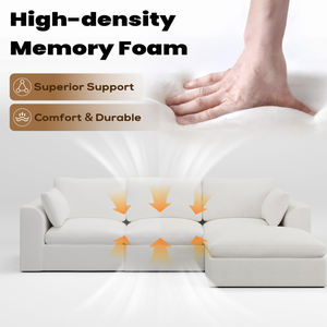 Sofá Seccional Cuadrado de Tres Plazas, Estilo Contemporáneo, Tapizado en Chenilla Gris Claro, Tamaño Estándar, Envasado al Vacío - Product Image 3