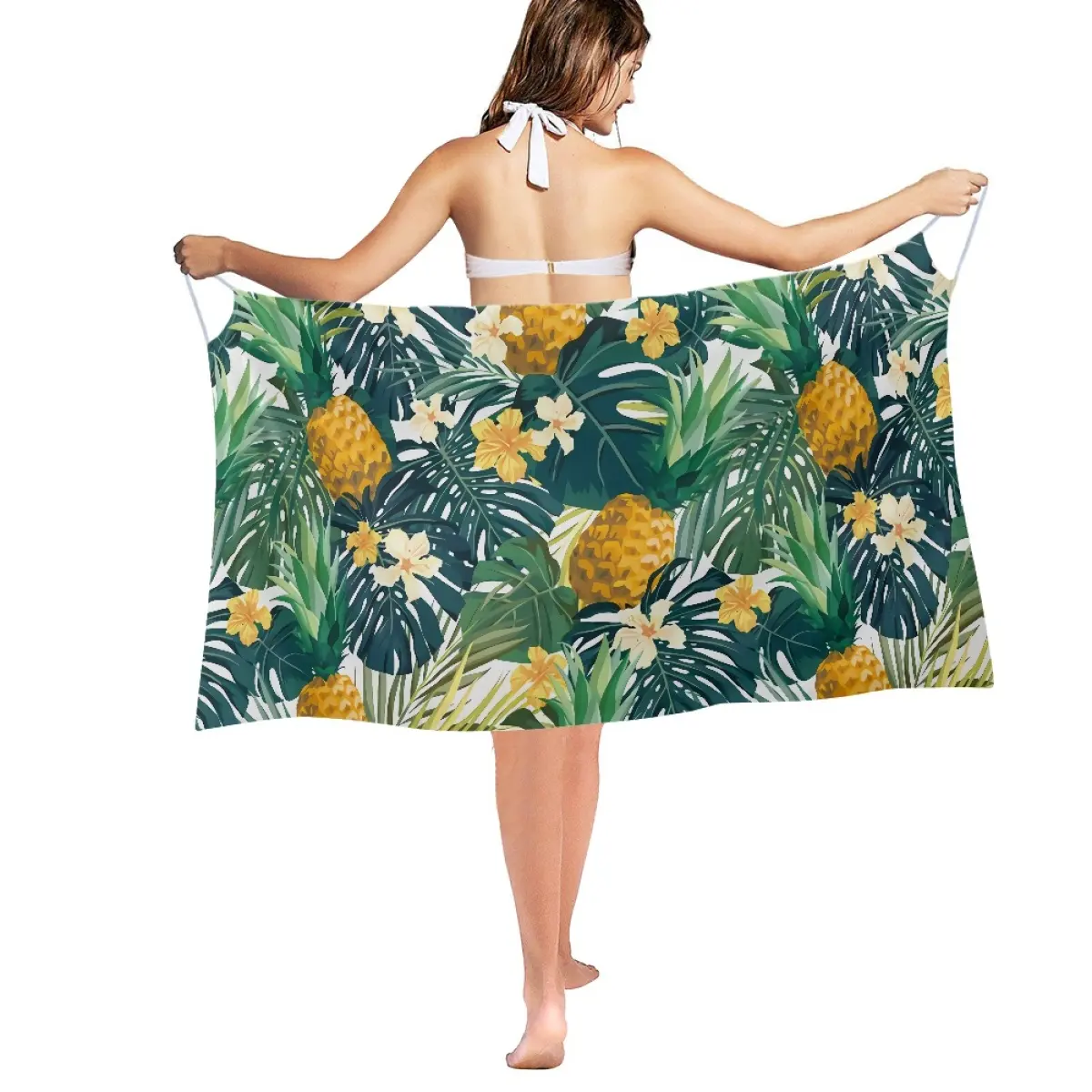 One Size Beach Cover Ups For Women Hawaii Tropical Design Bikini Beach Wear Cover Up High Quality Beach Kaftan Cover Up Dress