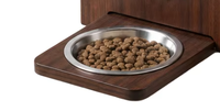 Meuble de Luxe Moderne en Bois pour Nourrisseur d'Animaux avec Fenêtre Transparente et Gamelle Surélevée |   Meubles pour animaux de compagnie en noyer pour chats et chiens