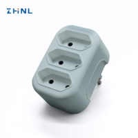 Adaptateur de prise universelle ZHNL 10A 250V EU 2 broches, 3 prises, interrupteur, protection de sécurité, prise française et allemande