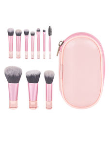 Ensemble de 10 pinceaux de maquillage portables populaires 2025, manche en plastique nylon, mini taille de voyage, pinceau éventail avec sac, remise - Product Image 5