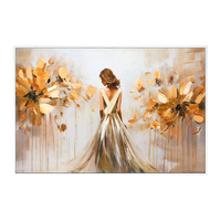 Peinture sur toile florale dorée de luxe pour femme, peinte à la main, texture 3D épaisse, art mural, cadeau pour chambre à coucher, salon de beauté, décoration intérieure