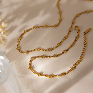 Flower Necklace And <b>Bracelet</b> <b>Set</b> Stainless Steel Gold Plated Daily Wear Gift Jewelry For Women - Product Image 4