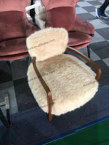 <strong>Yeti</strong> Sheepskin Lounge Armchair Living Room <strong>Chair</strong> Fabric Leather Upholstered Living Room Home Furniture - Product Image 3