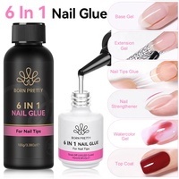 BORN PRETTY Gel à ongles de haute qualité 6 en 1, recharge de 100g, gel multifonctionnel à appliquer au pinceau pour les ongles press-on