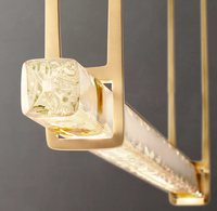 Suspension linéaire moderne en laiton et acier avec cristaux K9 pour îlot de cuisine et salle à manger, éclairage LED suspendu