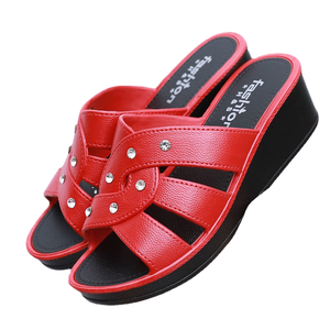 Women's High Heel Open Toe Slippers Spring Summer Thick Sole Rubber Insole Soft Bottom Wedge <b>Sandals</b> Mother Shoes - Product Image 1