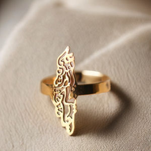 Inspire Jewelry 316L Acero inoxidable Palestina Mapa Anillo Chapado en oro Famoso poema palestino Compromiso al por mayor Joyería Islámica - Product Image 1