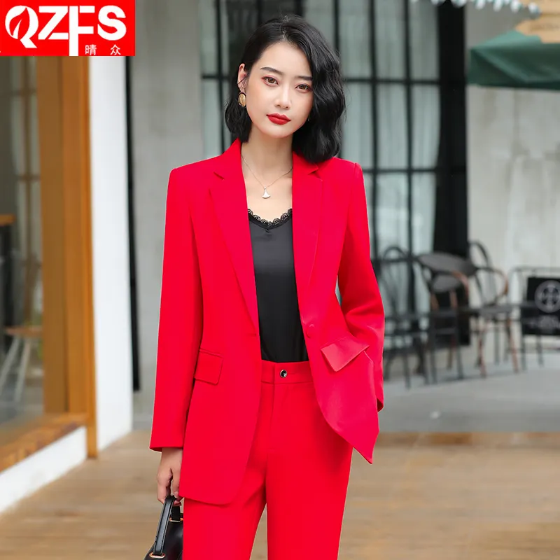 Red suit jacket women 2022 autumn and winter new fashion casual large size professional suit overalls ladies office suits