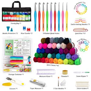 Dropshipping Shopify 113 Piece <b>Crochet</b> Knitting <b>Kit</b> Complete Tool Set With Storage Case For <b>Beginners</b> Adults - Product Image 4