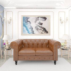 Upholstered Home Loveseat PU Leather Sofas Chesterfield 2 Seater Divan <strong>Couches</strong> - Product Image 4