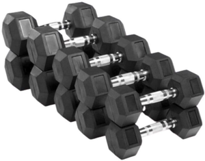 Odourless Rubber Encased <b>Dumbbells</b> with Full Knurling Straight Handle for Fitness Training - Product Image 1