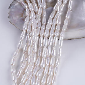 Perlas Sueltas de Bambú Natural de Agua Dulce Blancas de 6-8 mm, Accesorios para Collares, Joyería Semiterminada para Venta al por Mayor - Product Image 2