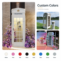 Cabine téléphonique vintage londonienne en fer blanc, livre d'or audio, décoration florale pour mariage, événement, accessoire de photomaton pour lieu de réception