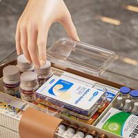 Boîte de rangement pour médicaments et cosmétiques en plastique PP à 3 couches avec poignée, design pliable, écologique et durable, trousse de premiers soins à domicile