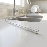 Paille en verre transparente de 30 cm, diamètre 8 mm, tube courbé, écologique, portable, pour gobelet de voiture 30OZ/40OZ, en acier inoxydable Lfgb