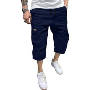 Pantalones Cortos Cargo Casuales de Algodón para Hombre FOXA, con Cordón Ajustable, por Debajo de la Rodilla, 13 Pulgadas, con 6 Bolsillos, Transpirables y Elásticos - Product Image 1