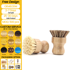 Cepillo de Cocina de Bambú con Mango Corto a <span class=keywords><strong>Precio</strong></span> de Fábrica, Cepillo de Limpieza de Cocina Multifuncional y Sostenible para Ollas Pequeñas - Product Image 1