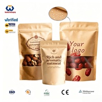 Sacs en papier kraft refermables, thermoscellables avec fenêtre |   Pochette zippée pour noix, café, thé et en-cas, emballage de vente au détail