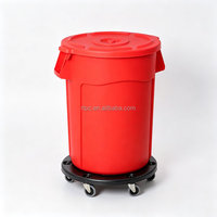 Poubelle ronde en plastique de 80 L, poubelles rondes et poubelles publiques rondes noires