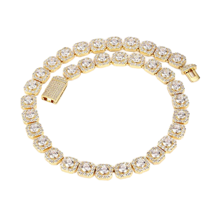 Collier unique pour femme en laiton 12 mm, chaîne grain de café, zircon glacé, plaqué or, bijoux de mode hip-hop pour anniversaire - Product Image 1