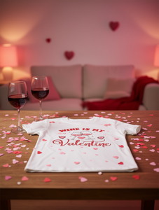 T-shirt stampata da donna Wine Is My Valentine, casual, a maniche corte, girocollo, in tessuto jersey, primavera estate, vestibilità regolare - Product Image 2