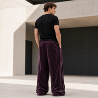 Pantalon de survêtement personnalisé pour homme en mélange de coton, coupe large, taille élastique, imprimé sérigraphié, style streetwear décontracté