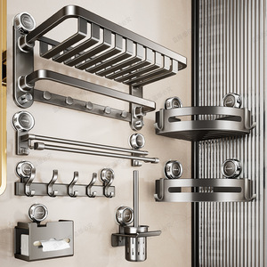 ราวแขวนผ้าขนหนูแบบดูดติดผนัง 60 ซม. 4 ราว ชั้นวางของในห้องน้ำทันสมัย พร้อมราวแขวน วัสดุ ABS อลูมิเนียม และเหล็ก - Product Image 4